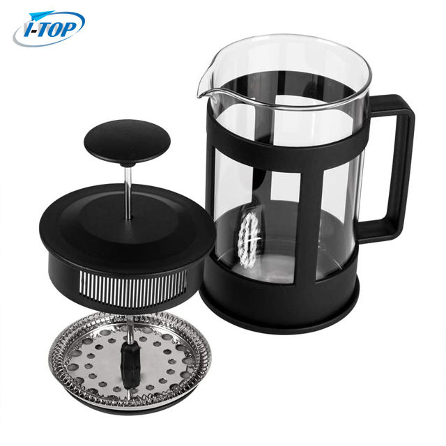 I-TOP GFP09 Wholesale prensa francesa Stainless Steel Plunger Glass Tea Pot French Press Coffee Maker
