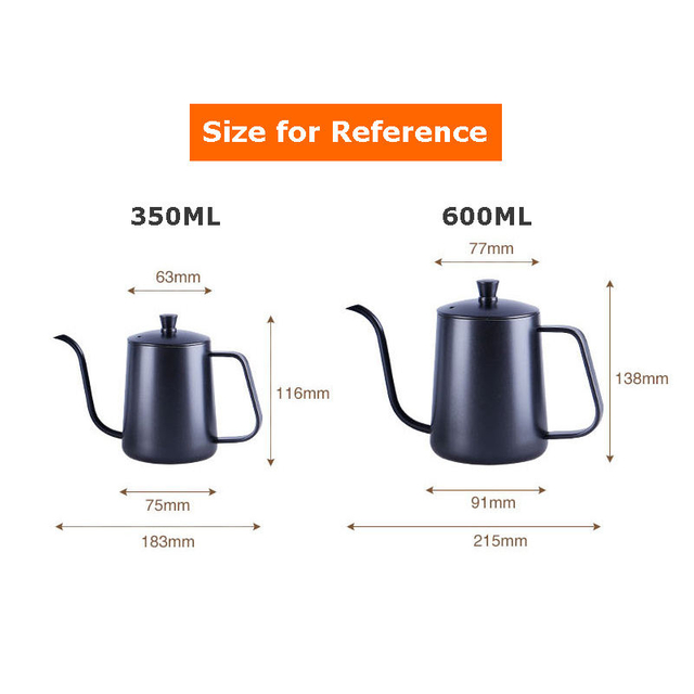Upgrade 600 Ml Stainless Steel Barista Pour Over Coffee Travel Kettle Tea Kettle Pot with Gooseneck Espresso Coffee Maker