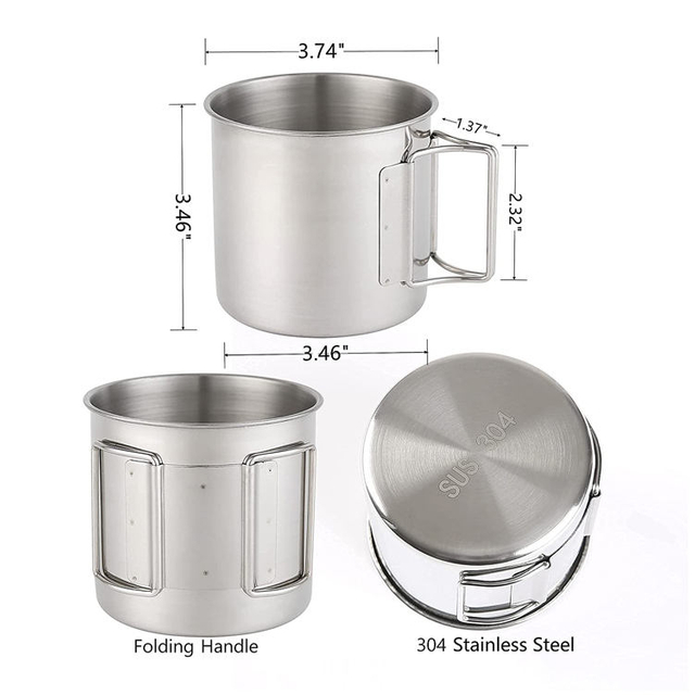 Customized logo Stainless Steel Tumbler Camping Coffee Mug Cups With Foldable Swing Handle for coffee and beer