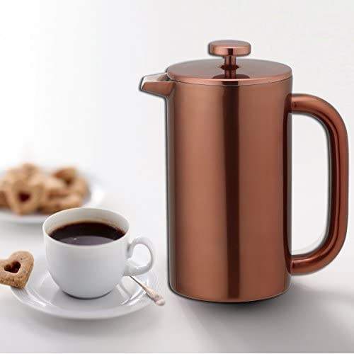 304 Stainless Steel French Press Coffee Maker Includes Clip Scoop Fingerprint Resistant Double Wall Insulated