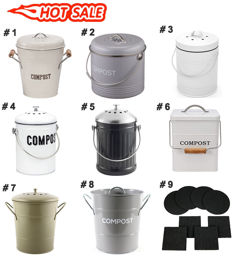 Compost Bin Kitchen Indoor Compost Food Waste Trash Can with Lid Compost Bucket with Charcoal filter