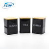 High Grade Metal tea coffee sugar Container Kitchen Food Storage Canister Set With Wooden Lid Jar