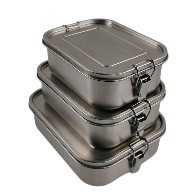 Food Grade Rectangular Metal Stainless Steel Bento Lunch Box