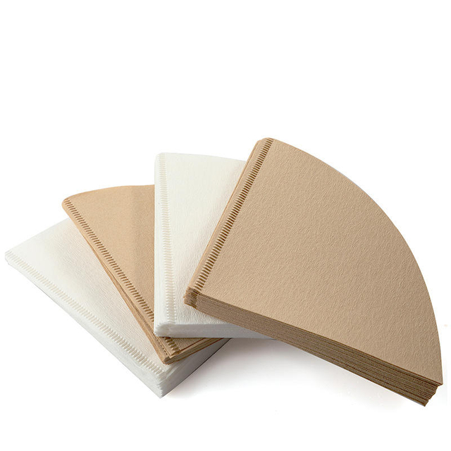 Unbleached pure wood paddle V-shaped coffee and tea filter paper 40 sheets/pack