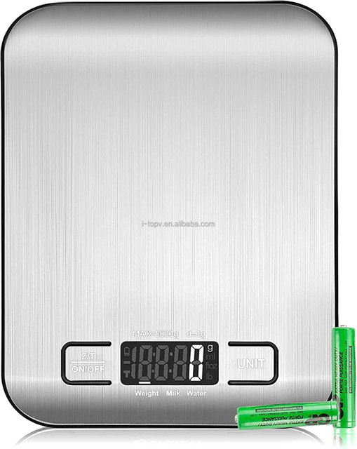 Digital Coffee Scale with Timer CestMall 3kg/0.1g High LED Hidden Screen USB Rechargeable Metal Plate Kitchen Scale