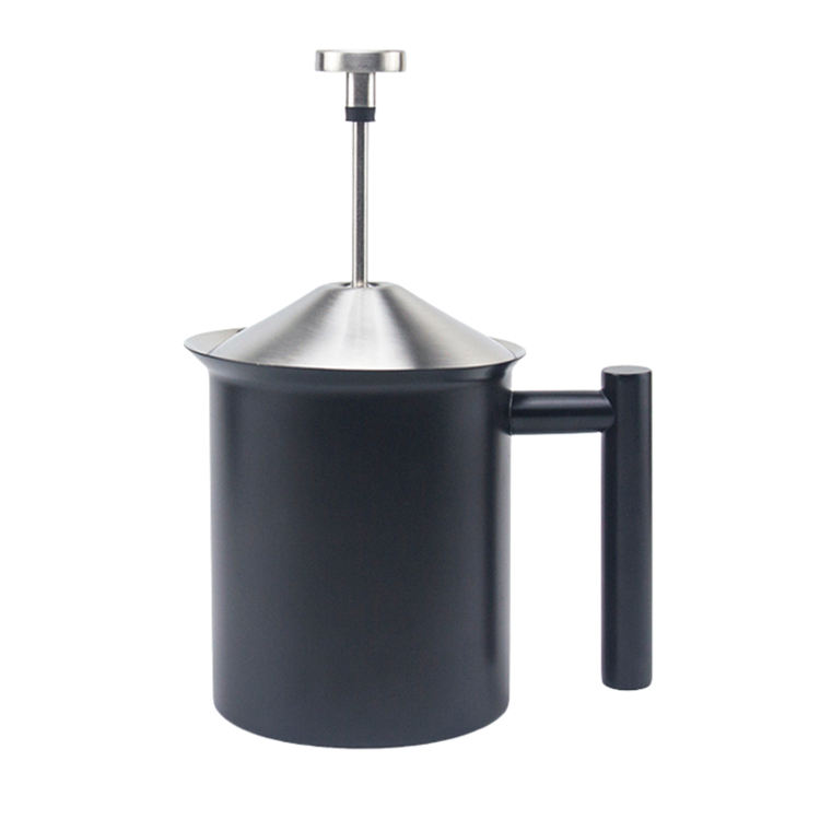Coffee Cappuccino Latte Chocolate Double Filter Screen 304 Stainless Steel Handheld Manual Milk Frothing Pitcher