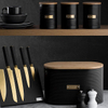 Bread Bin with Bamboo Lid kitchen Matte Black corner metal stainless steel bread box and canisters