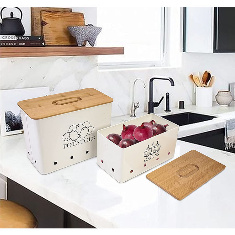 Onions Potatoes and Garlic Storage Box Canisters Set Storage Box