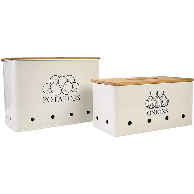Onions Potatoes and Garlic Storage Box Canisters Set Storage Box