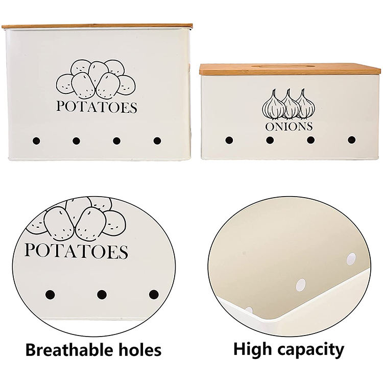 Onions Potatoes and Garlic Storage Box Canisters Set Storage Box