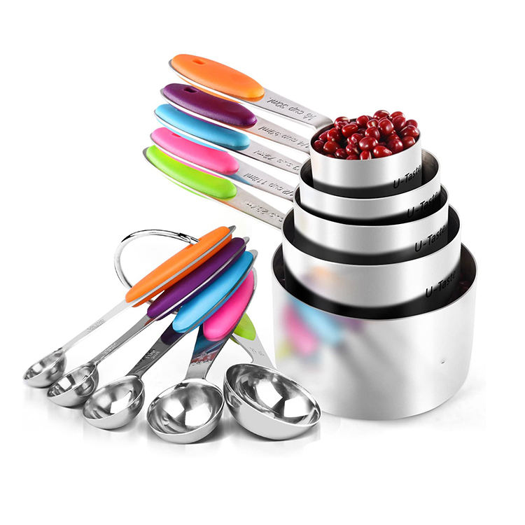 Wholesale Kitchen Cooking Baking Uses Rose Gold Heavy Duty Mirror Polished Stainless Steel Measuring Spoons And Cups Set 2 buyer