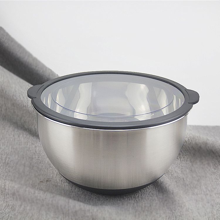 Multipurpose non slip silicone base 304 stainless steel mixing bowls with aritight lids set of 3