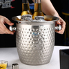 4 Quarts Hammered Metal Drink Bucket Champagne Wine Freeze Longer Insulated Ice Bucket With Handle