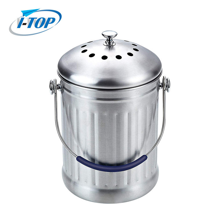 1.0 Gallon Indoor Kitchen Compost Pail Countertop Stainless Steel Compost Bin with Lid Sealed