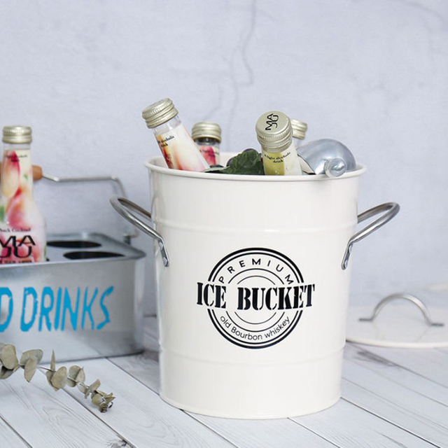 Country Style Beverage Champagne Ice bucket Double Wall Stainless Steel Insulated Ice Bucket For Chilling Beer
