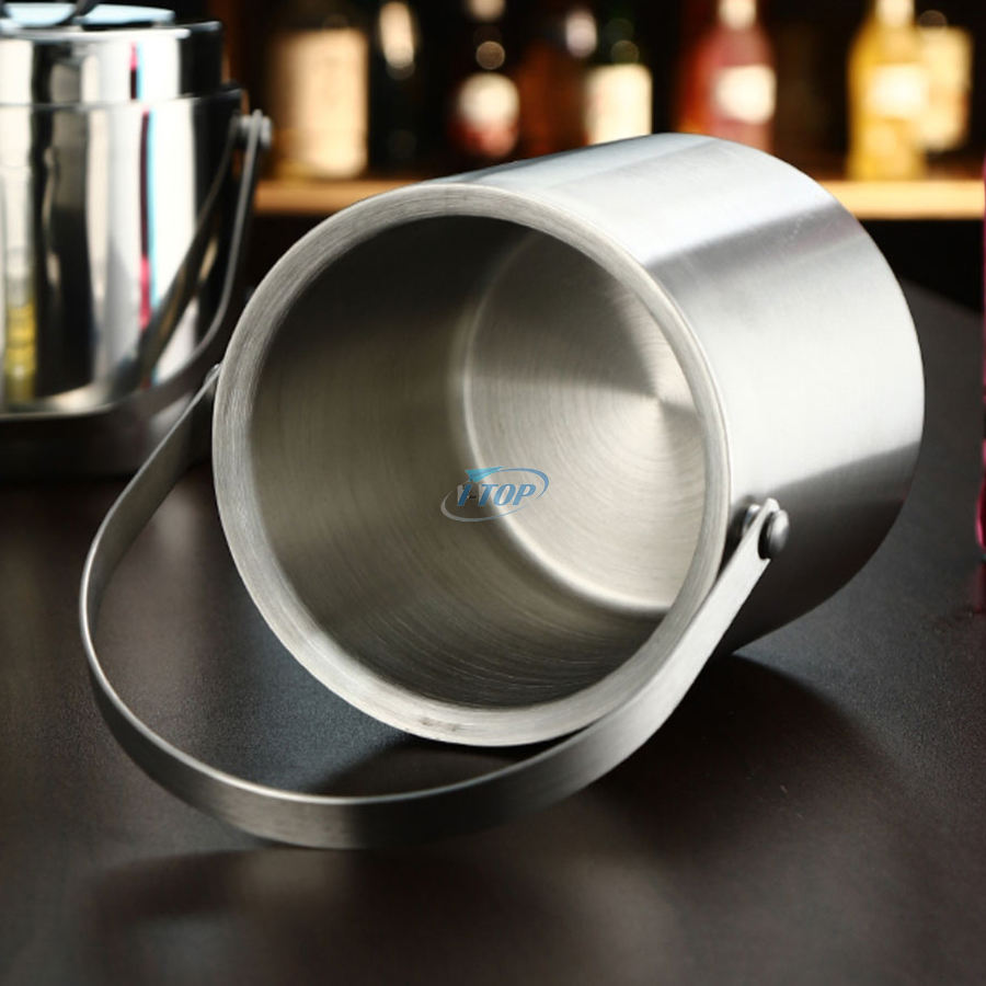 perfect gift 4L Silver Metal Bucket Wine Bucket Chiller Galvanized Ice Bucket with Double Walled