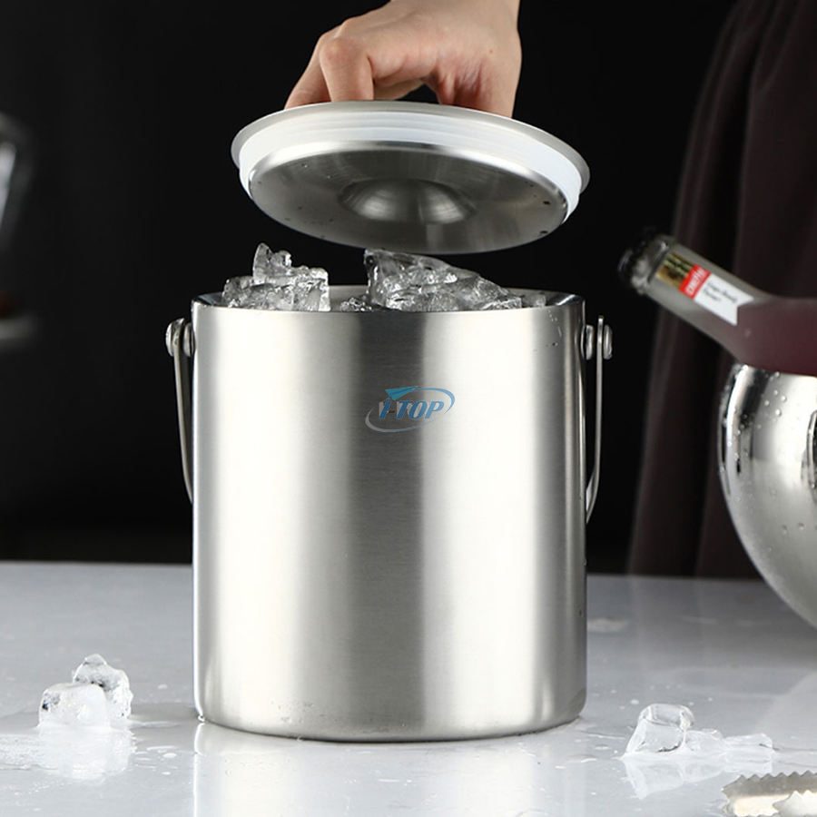 perfect gift 4L Silver Metal Bucket Wine Bucket Chiller Galvanized Ice Bucket with Double Walled