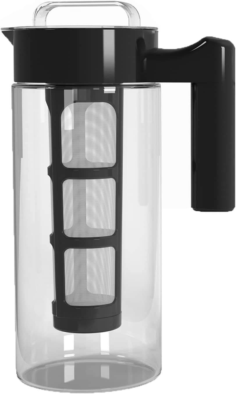 Eco-friendly BPA Free Wholesale 1300ml Borosilicate Clear Glass Cold Brew Iced Coffee Maker Pitcher With Removable Infuser