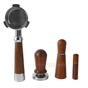 Solid Wood Stainless Steel Handle Coffee Tamper Portafilter Espresso Kit Chassis Distributor Needles Stirrer