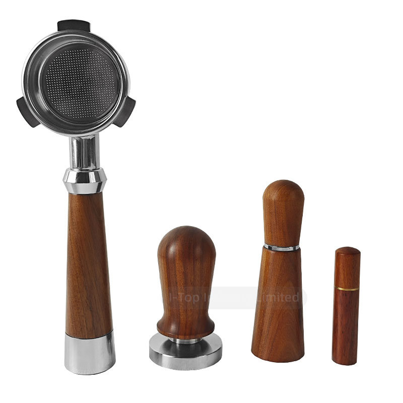 Solid Wood Stainless Steel Handle Coffee Tamper Portafilter Espresso Kit Chassis Distributor Needles Stirrer