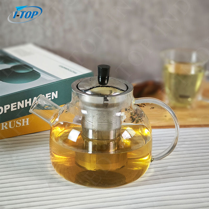 Glass Teapot Kettle with Stainless Steel Removable Infuser for Blooming Tea & Loose Leaf Tea