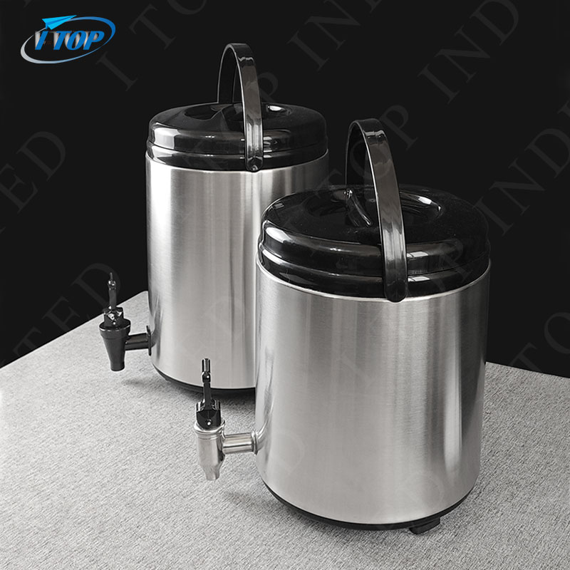 Stainless Steel Commercial Hot Water Drink Dispenser Insulated Coffee Thermos Keep Warm Barrel Milk Tea Bucket with Tap