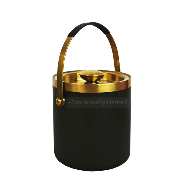 Portable Handle Stainless Steel Ice Bucket Double Wall with Sealed Bucket Lid