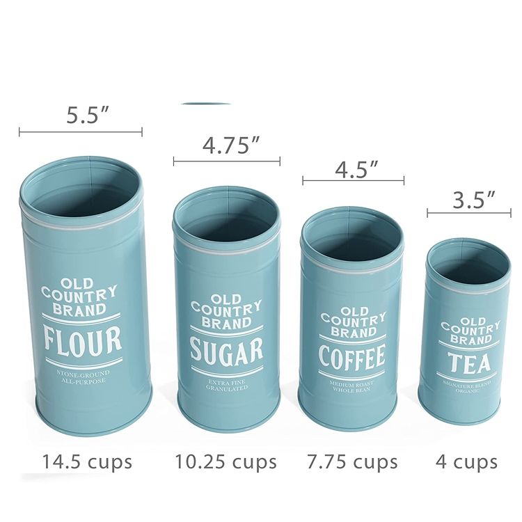 Kitchen Storage Containers 3 Piece Sugar Coffee And Tea Canister Set In Matte Blue For Home Coffee Shop