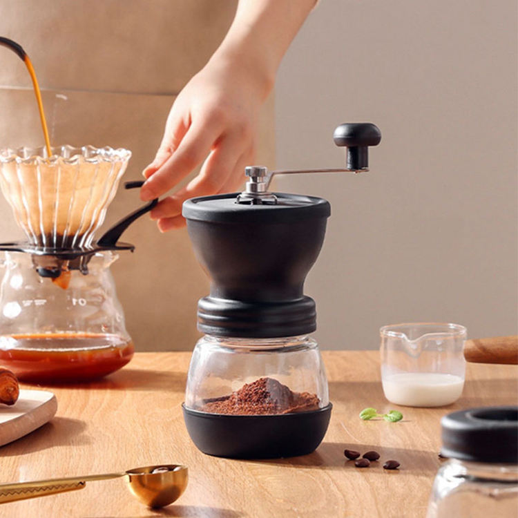 Mini Tapered Hand Crank Handle Portable Ceramic Burr Manual Coffee Bean Grinder