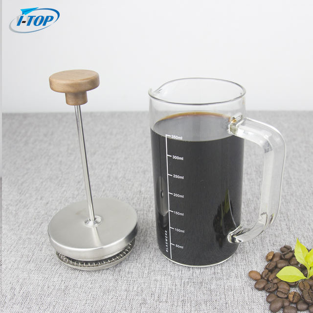 I-TOP GFP11 Amazon Hot Sale Black 350ml Mini Portable French Press Coffee Maker Tea Maker With Lid