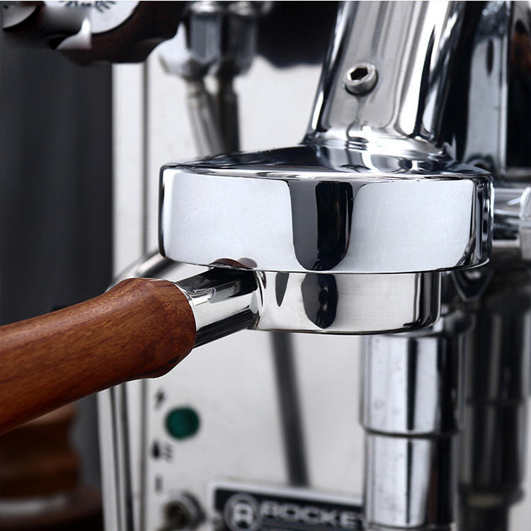 Factory Selling 58mm Stainless Steel Bottomless Coffee Portafilter with Wood Handle