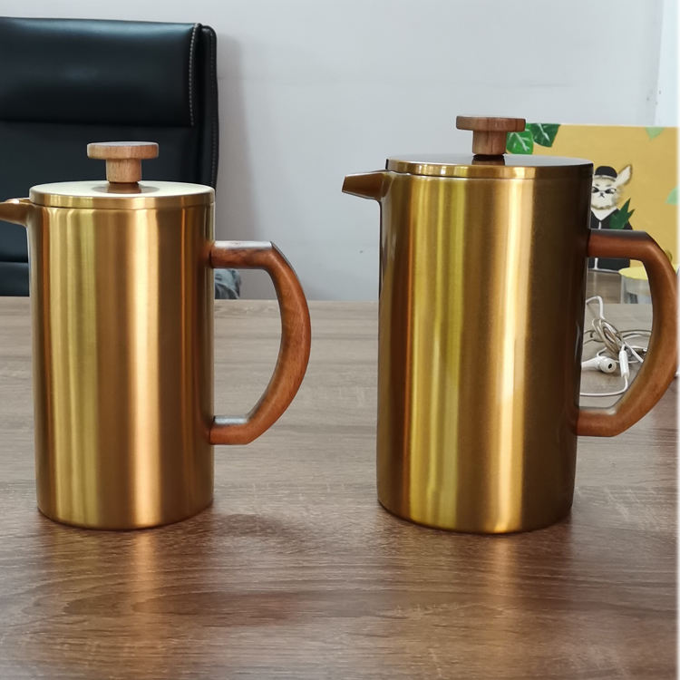 SS 304 with 4-Level Filtration Systems Dishwasher Safe Double Wall Stainless Steel coffee french press