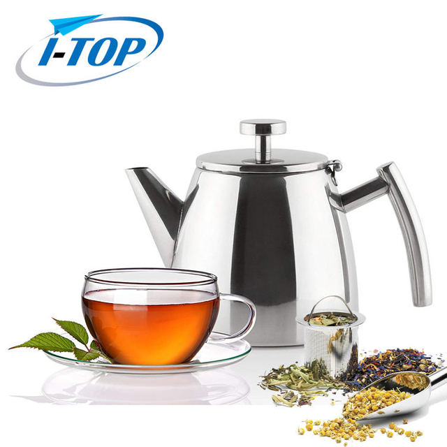 Stainless Steel Double walled 1.2L Teapot Keeps tea hot for a long time with tea infuser Tea Pot