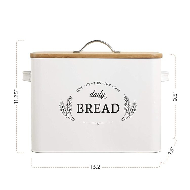 Large Bread Storage Container Box Extra Large Vintage Farmhouse Metal Food Bread Bin For Kitchen Countertop