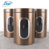 Airtight Metal Stainless Steel Kitchen Container Tea Sugar Coffee Bean Storage Canister Set With Lids