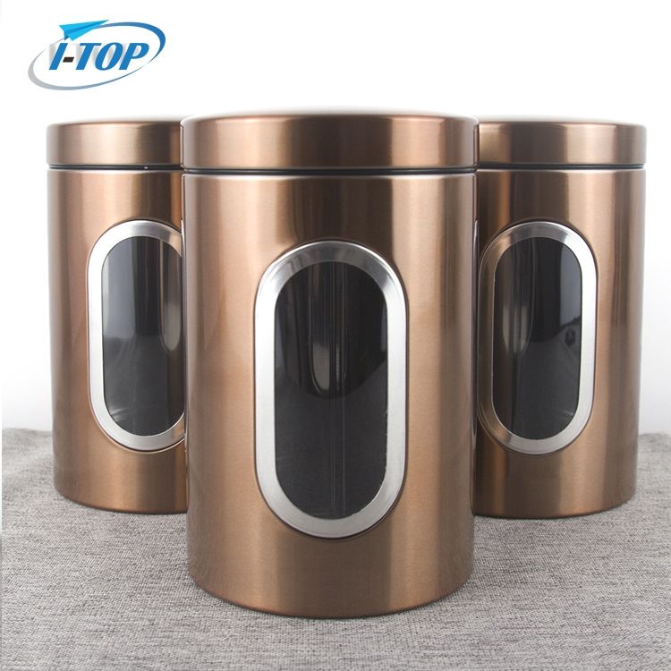 Airtight Metal Stainless Steel Kitchen Container Tea Sugar Coffee Bean Storage Canister Set With Lids