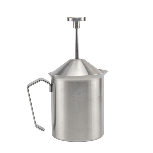 Coffee Cappuccino Latte Chocolate Double Filter Screen 304 Stainless Steel Handheld Manual Milk Frothing Pitcher