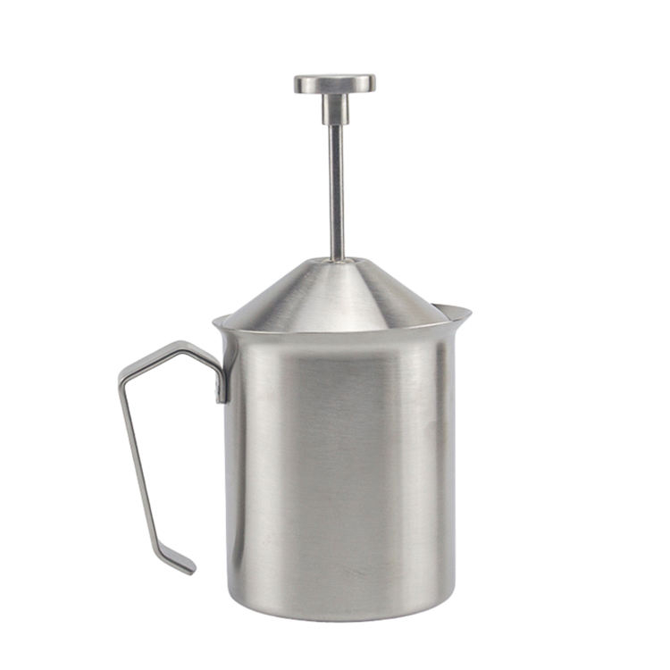 Coffee Cappuccino Latte Chocolate Double Filter Screen 304 Stainless Steel Handheld Manual Milk Frothing Pitcher