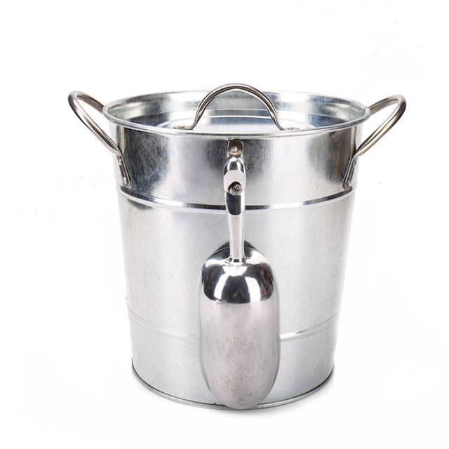 Ice Storage with Lid Scoop and Carry Handles for Parties Backyard Barbecues Picnics Camping Galvanized Steel Ice Bucket