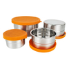 Eco Friendly Bento Lunch Box Set of 4 Stainless Steel Leakproof Food Storage Box for kids Sauce Soup Container with Silicone Lid