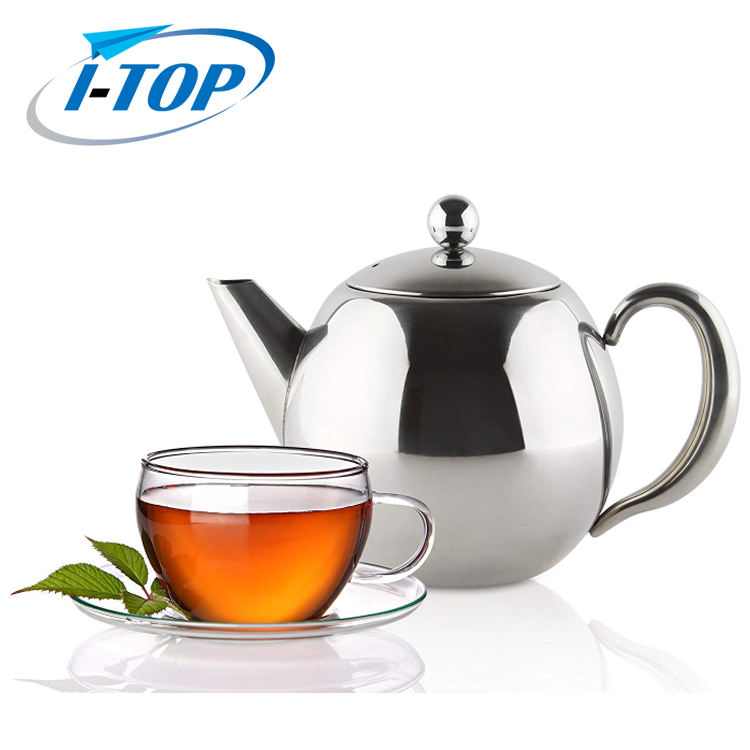 1L 1.5L Teapot Silver Stainless Steel Coffee Pot with Filter Egg Large Capacity Tea Pot