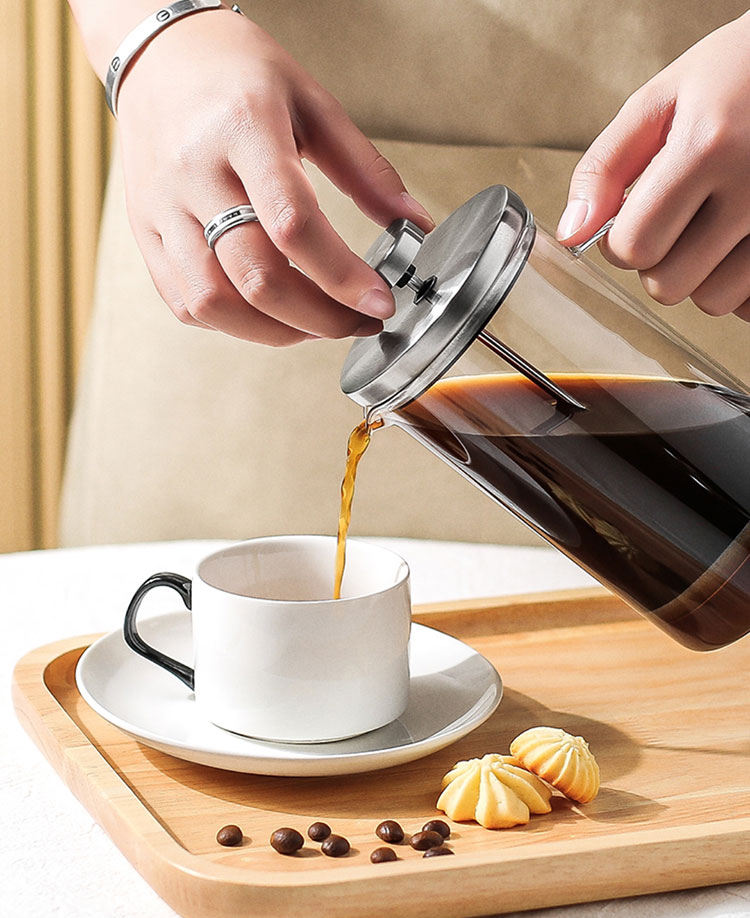 Amazon product insulated double wall capacity coffee pot stainless steel French press pot