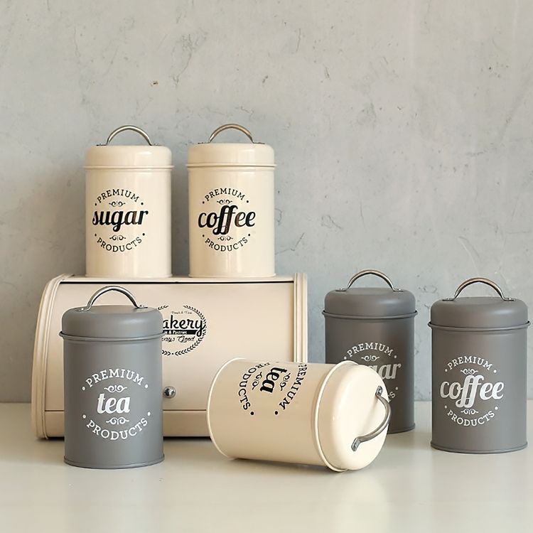 Premium Round Food Airtight Storage Jars Stainless Steel Cookies Coffer Tea Sugar Food Container Canister Set With Lid