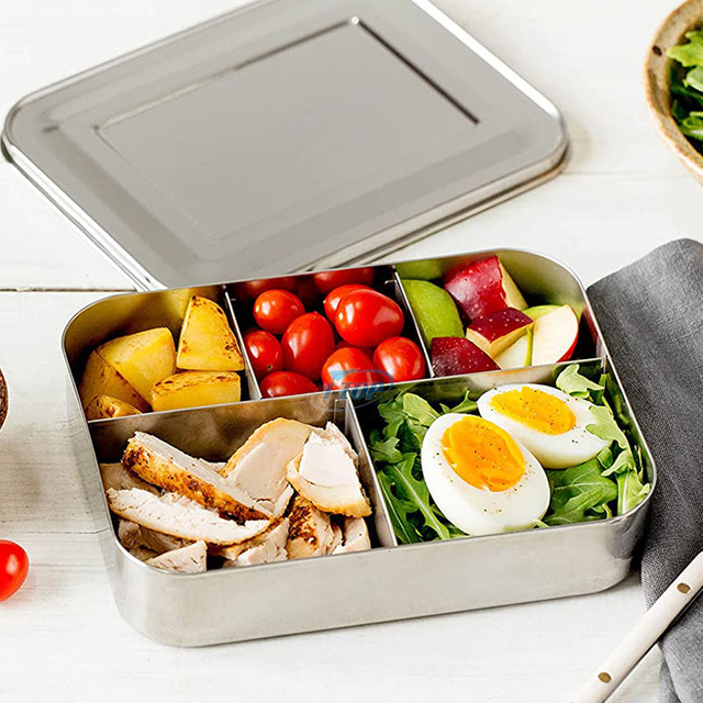 High Quality rectangular sealed leak-proof Eco-Friendly bento lunch box double layer stainless steel lunch box for kids & adult