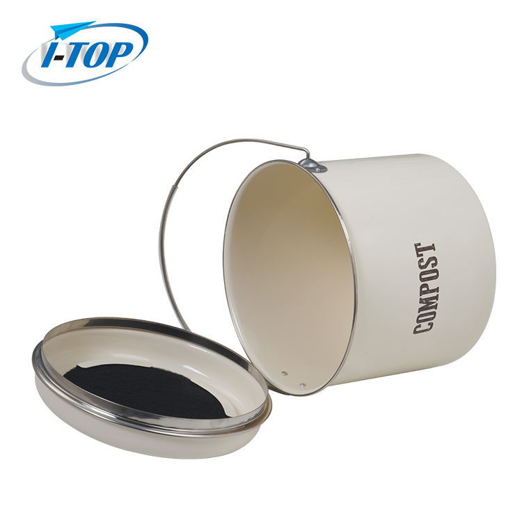 1.0 gallon Compost Bucket Galvinizational Zinc Metal Easy Clean with Charcoal Filter Compost bin