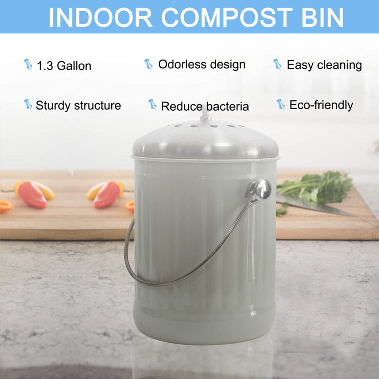 Mint Green Indoor Kitchen Counter top kitchen compost bin bucket