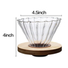 Glass Threaded Pour Over Coffee Filter Coffee Dripper with Walnut Pad