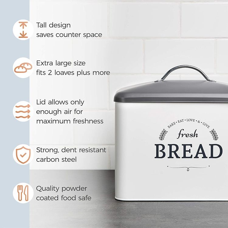 Factory Direct Custom Stainless Steel Food Storage Box Wholesale Unique White Novelty Bread Bin