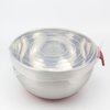 Non-Slip Bottom Metal Stainless Steel Vegetable Fruit food preservation large Salad bowl with reusable Silicone Stretch Lid