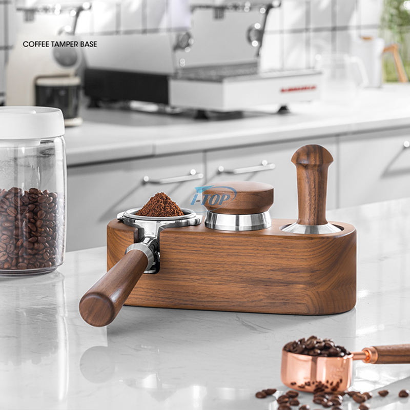 Coffee Filter Tamper Holder 58mm Wooden Espresso Tamper Mat Stand Tamping Station Espresso Tamper Holder with Nonslip Feet